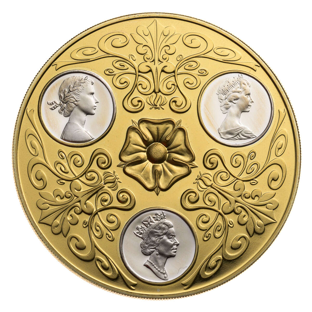 2002 $300 Triple Cameo Queen Elizabeth II - Gold & Silver Coin