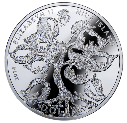 2014 $1 Endangered Animal Species: Hyacinth Macaw - Pure Silver Coin