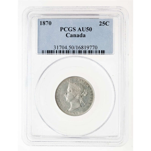 25 cent 1870 Obverse 1 PCGS AU-50 Default Title