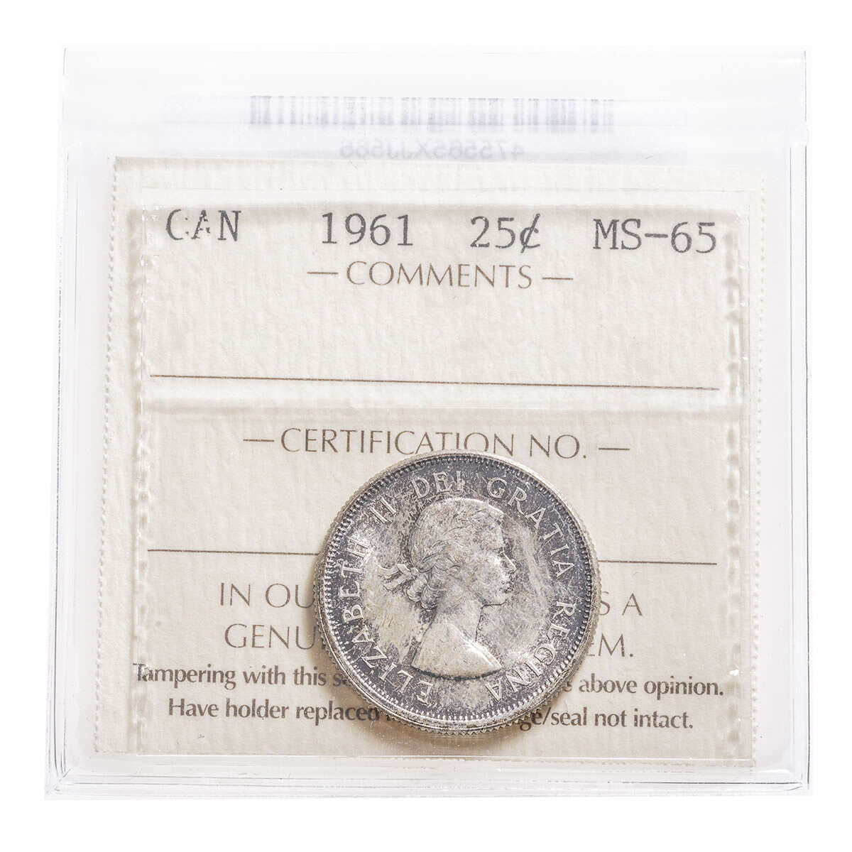 25 cent 1961 ICCS MS-65