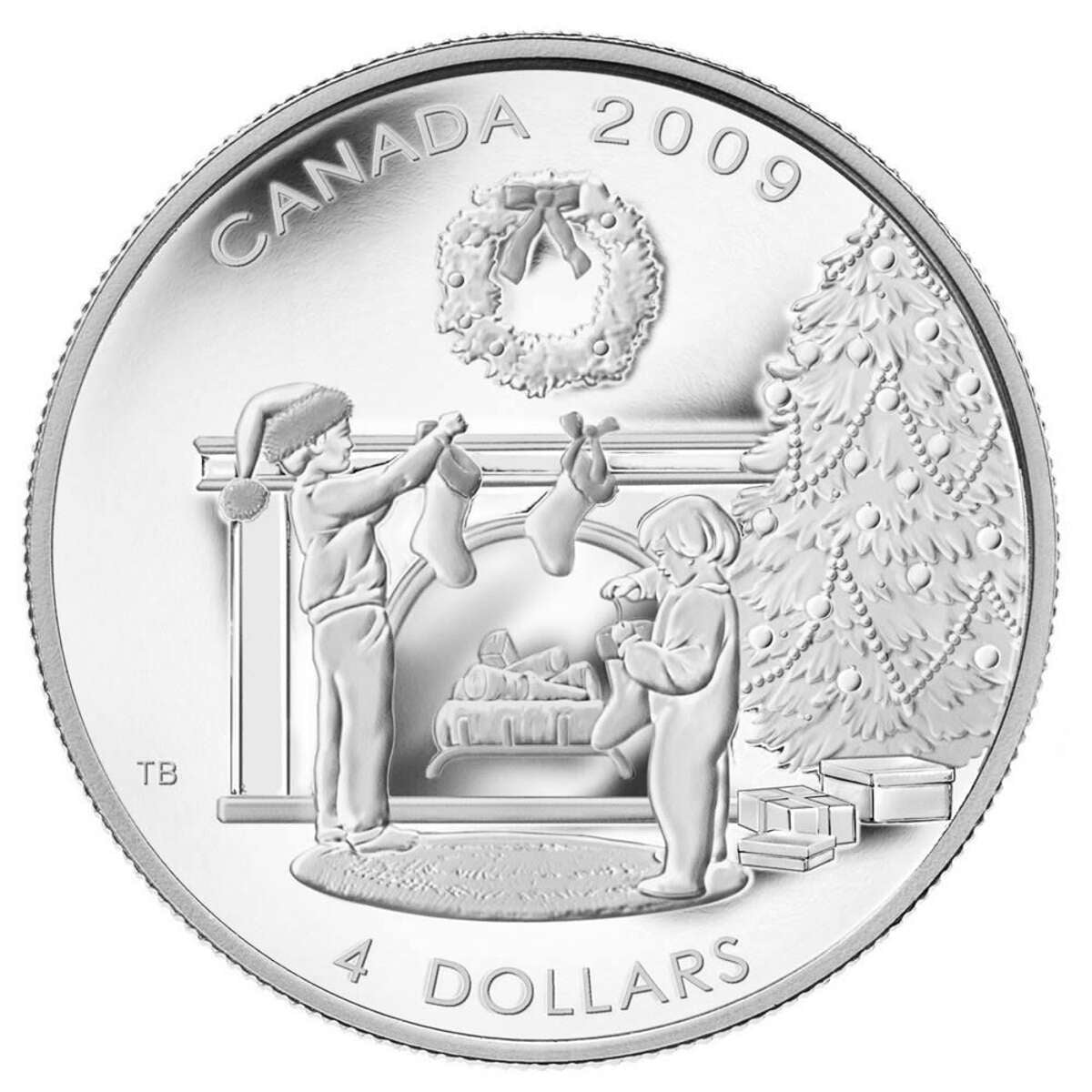 2009 $4 Hanging the Stockings - Pure Silver Coin