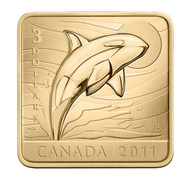 2011 $3 Wildlife Conservation: Orca Whale - Sterling Silver, Gold-Plated Coin Default Title
