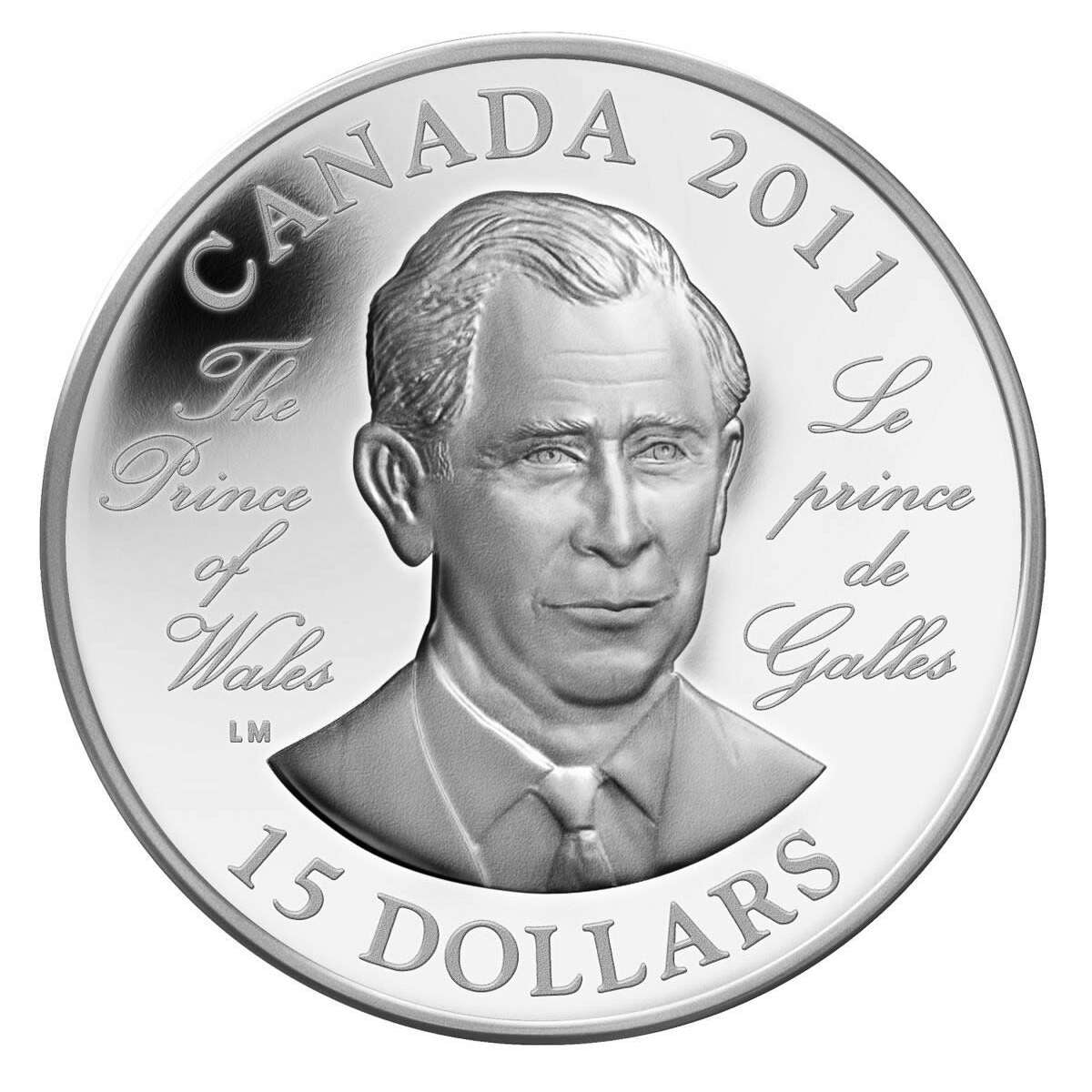 2011 $15 H.R.H. The Prince of Wales Prince Charles - Ultra High Relief Sterling Silver Coin Default Title