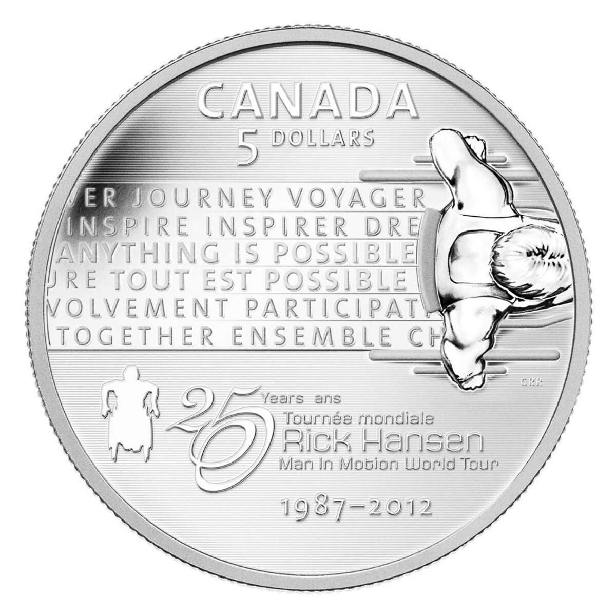 2012 $5 Rick Hansen Man-In-Motion Tour, 25th Anniversary - Pure Silver Coin Default Title