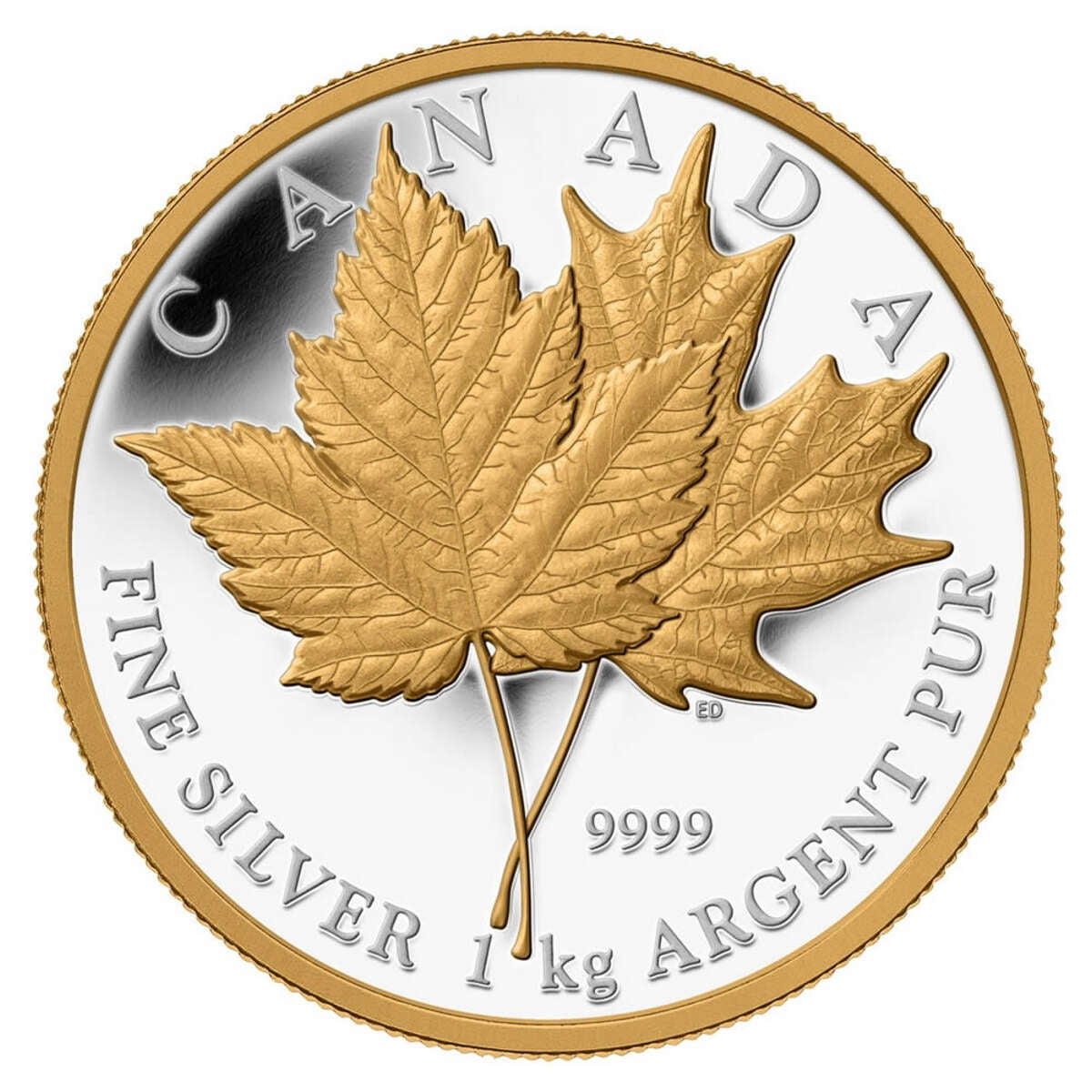 2013 $250 Maple Leaf Forever - Pure Silver Kilo Coin with Selective Gold Plating Default Title