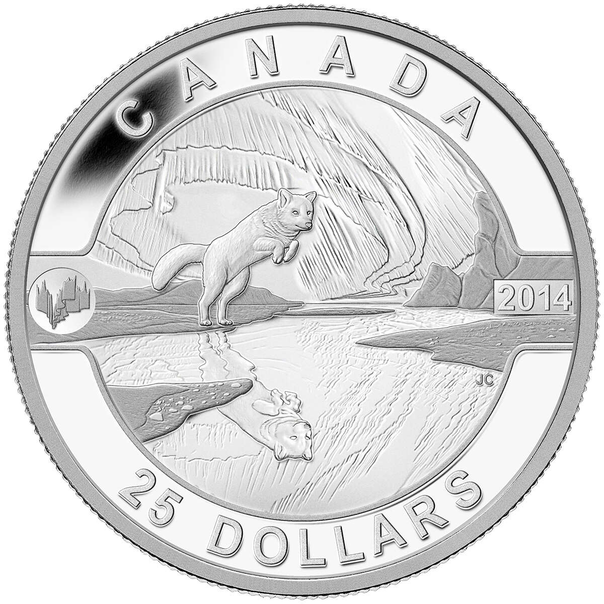 2014 $25 O Canada: The Arctic Fox and the Northern Lights - Pure Silve