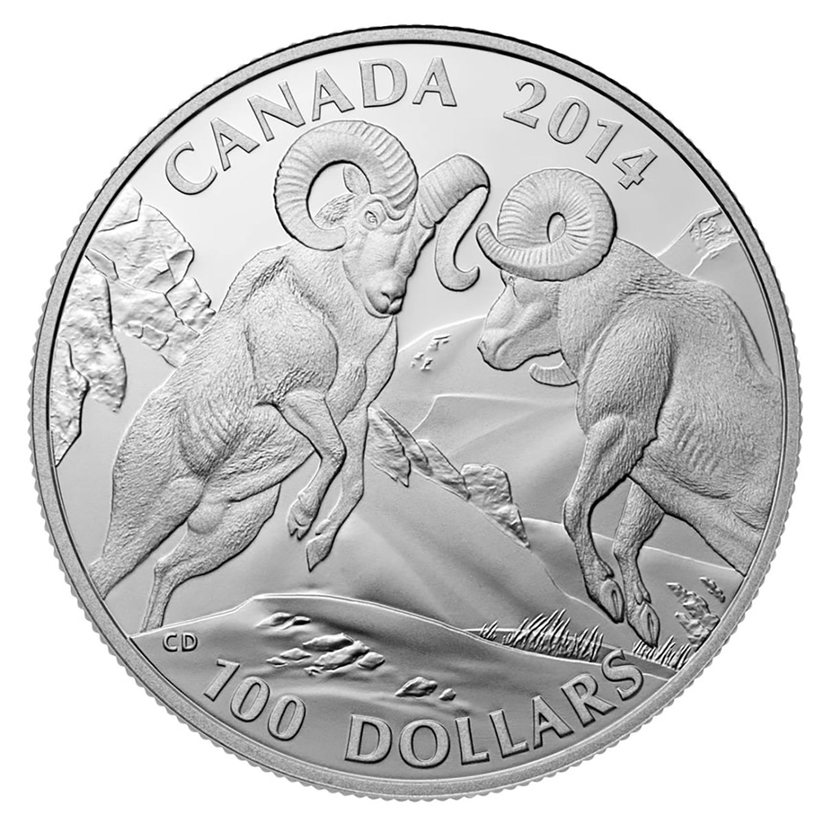 2014 $100 for $100 Rocky Mountain Bighorn Sheep - Pure Silver Coin