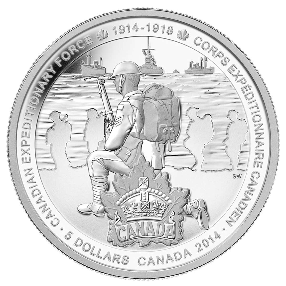 2014 $5 Canadian Expeditionary Force - Pure Silver Coin