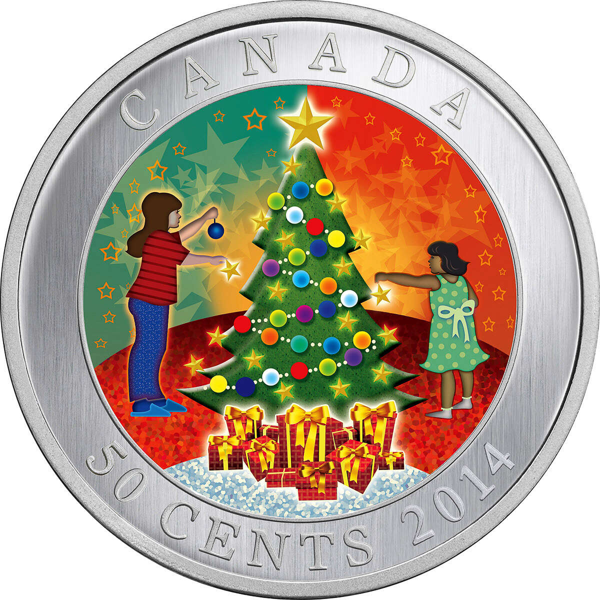 【美品・定価221,000円】ウォントレスエッセンシャルデラヴィTrudeau 2014 50c Christmas Tree - Lenticular Coin