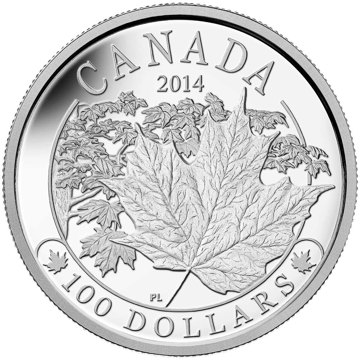 2014 $100 Majestic Maple Leaves - Pure Silver Coin