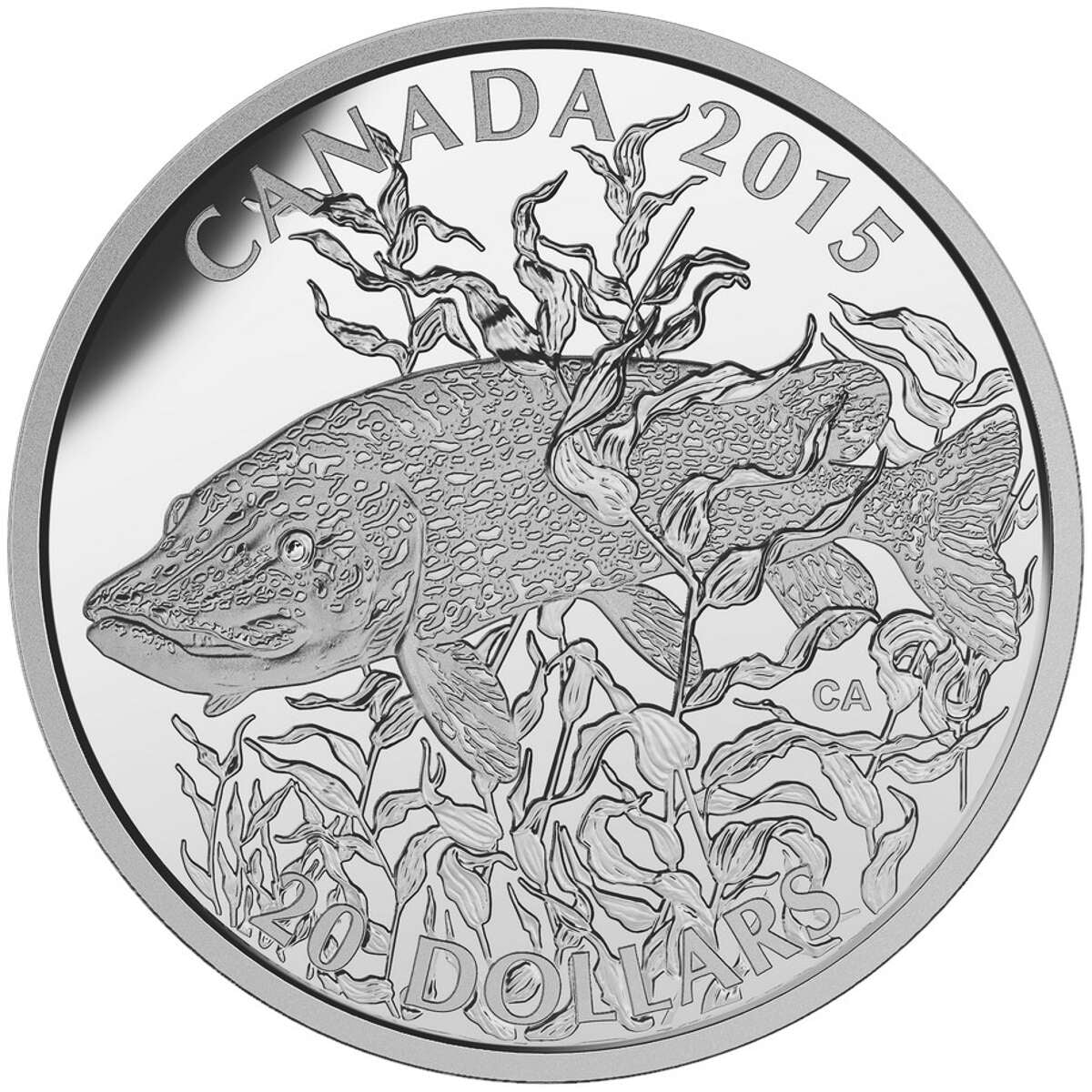 2015 $20 North American Sportfish: Northern Pike - Pure Silver Coin