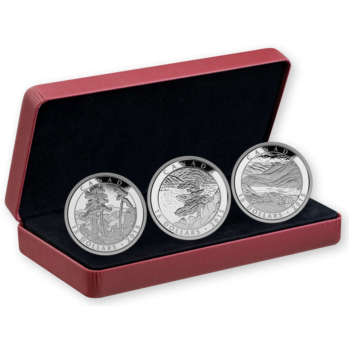 2015 $15 Franklin Carmichael, 125th Anniversary - Pure Silver 3-Coin S