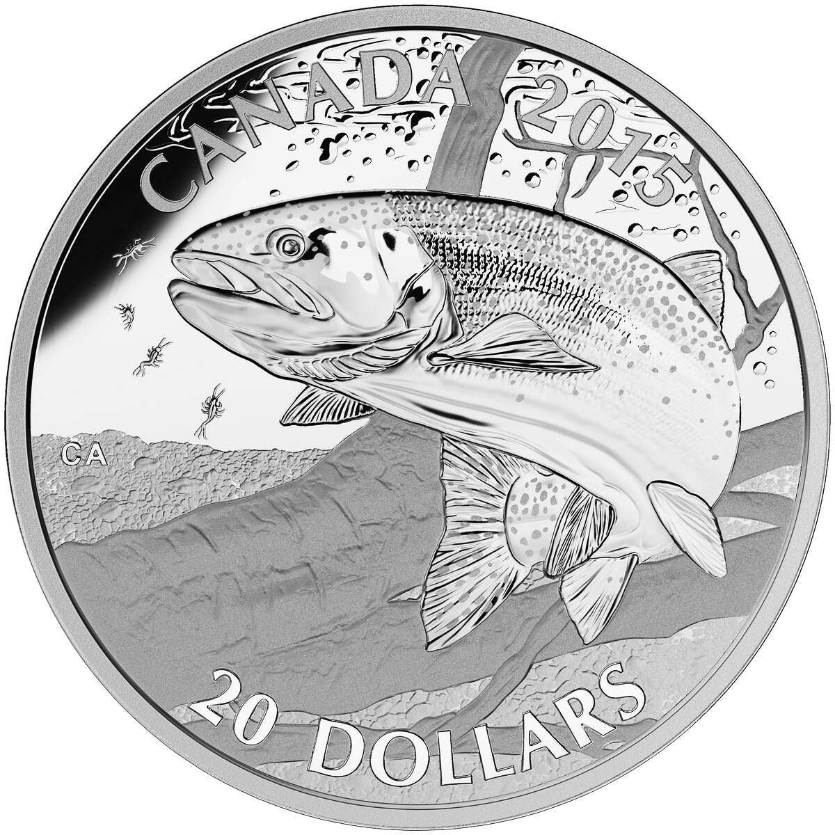 2015 $20 North American Sportfish: Rainbow Trout - Pure Silver Coin