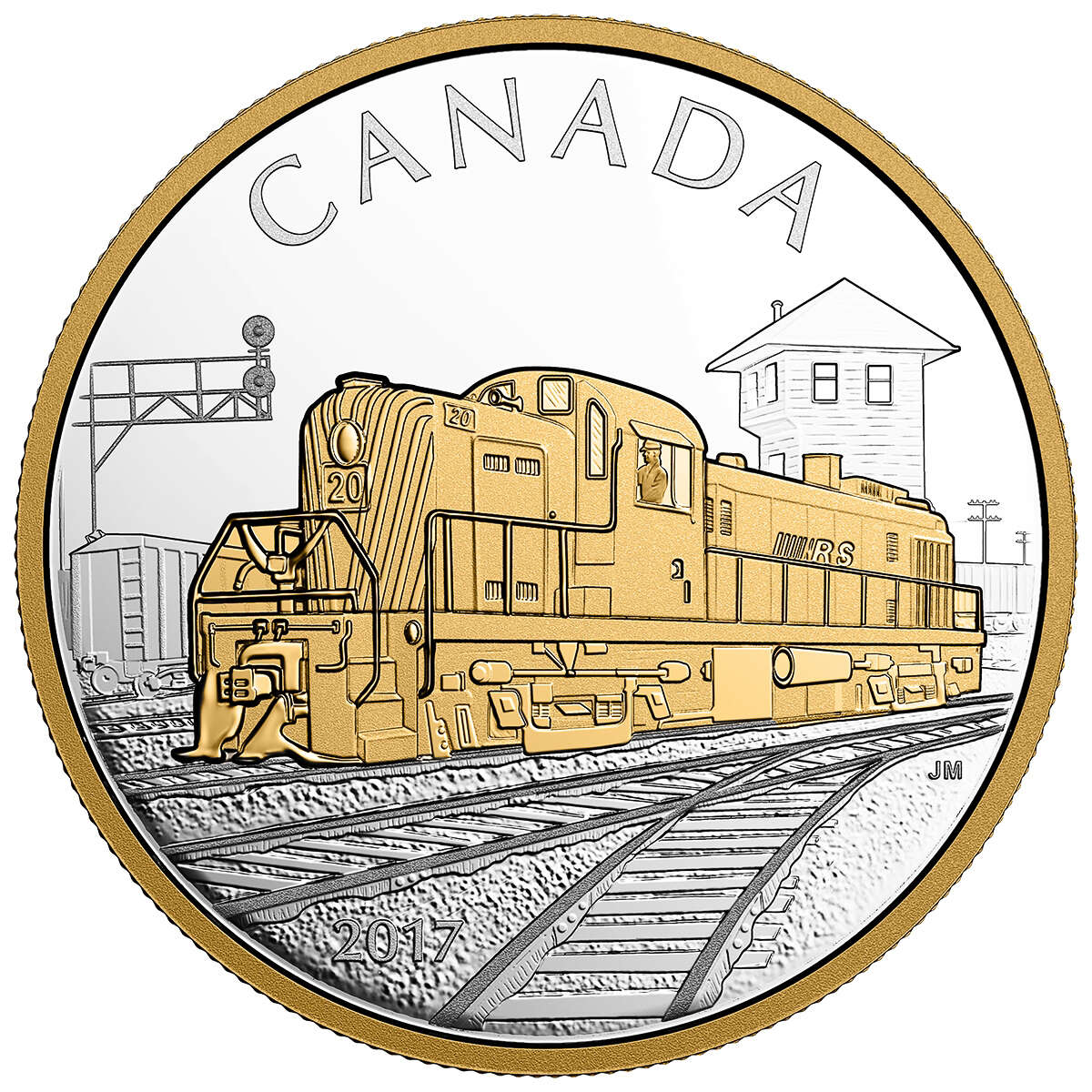 2017 $20 Locomotives Across Canada: The RS 20 - Pure Silver Gold-Plate