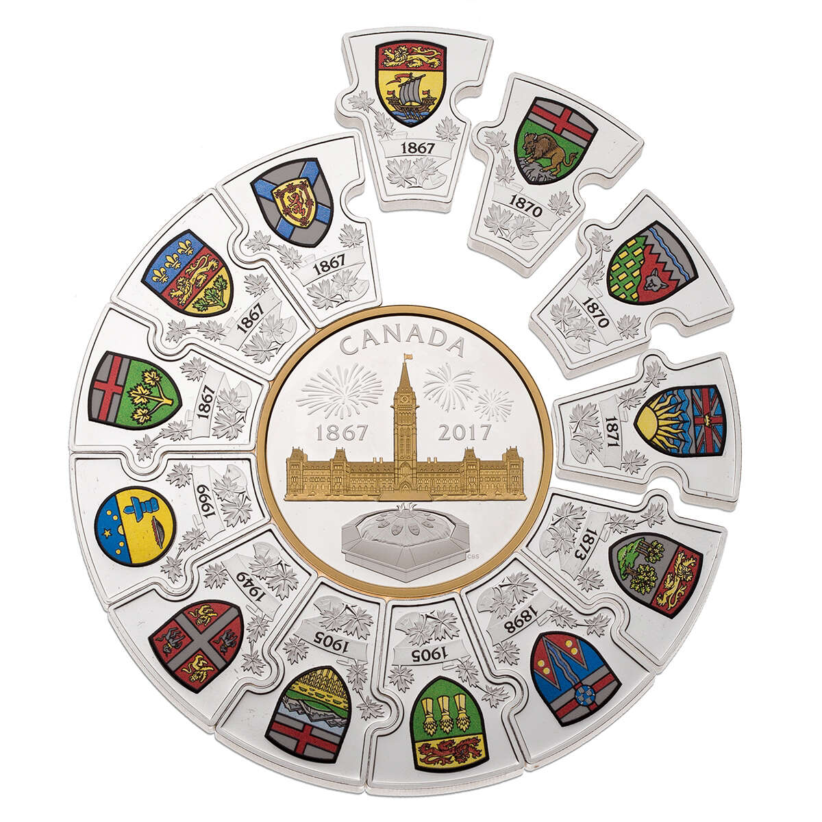 2017 $20 and $50 Canada 150 Puzzle - 14 Piece Pure Silver Coin Set