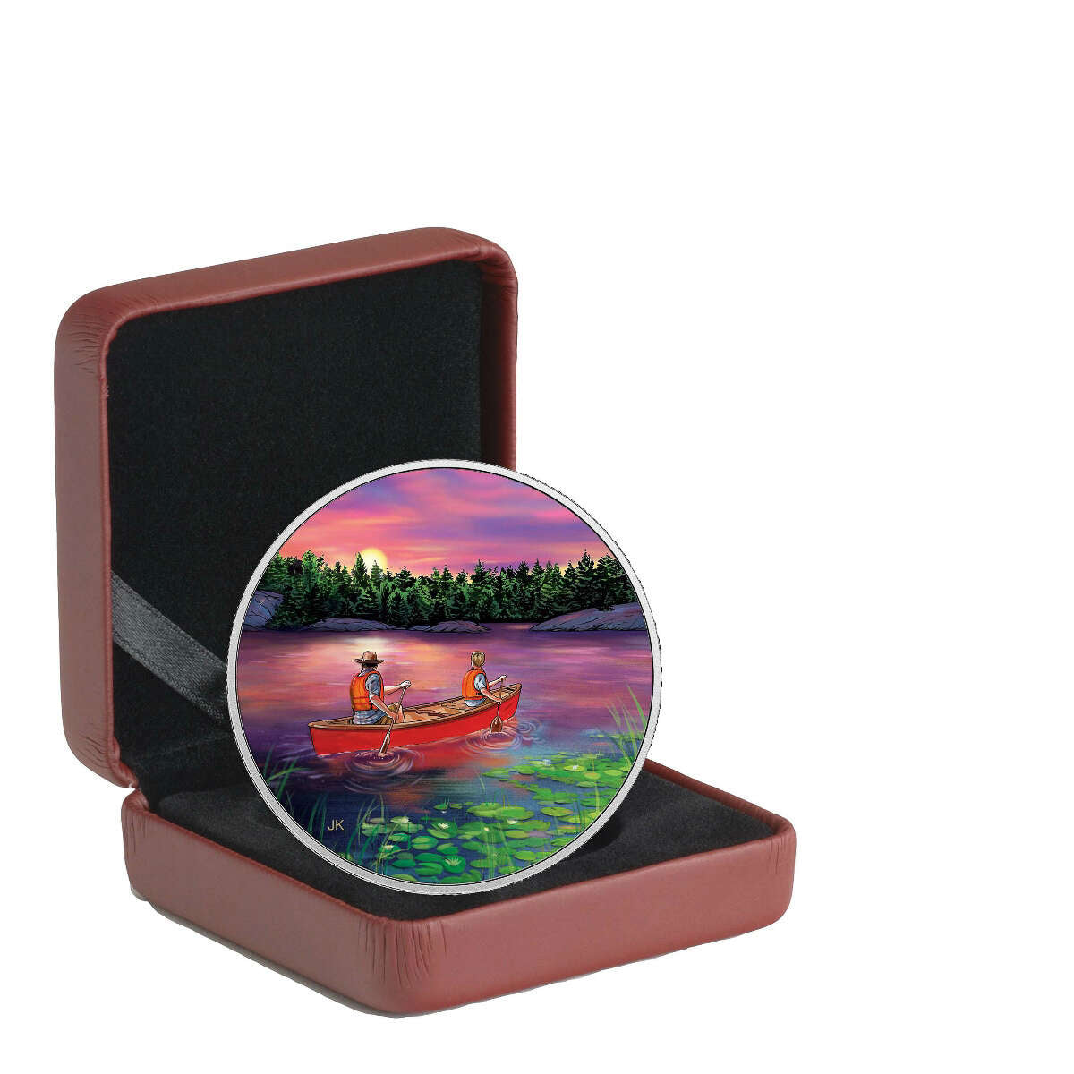 2017 $15 Great Canadian Outdoors: Sunset Canoeing - Pure Silver Glow-in-the-Dark Coin Default Title