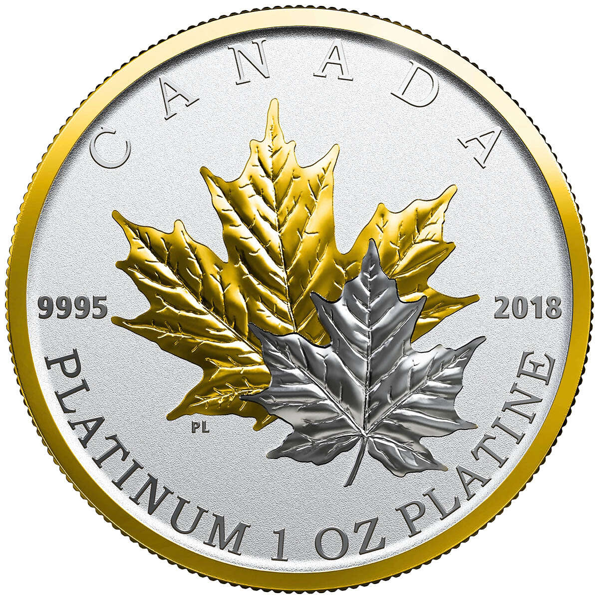 ム*ラ様 ≫★K18★Pt850★≪梟/OWL★トパーズ★エメラルド★ダイヤモン 2018 $300 Maple Leaf Forever - Pure Platinum Coin