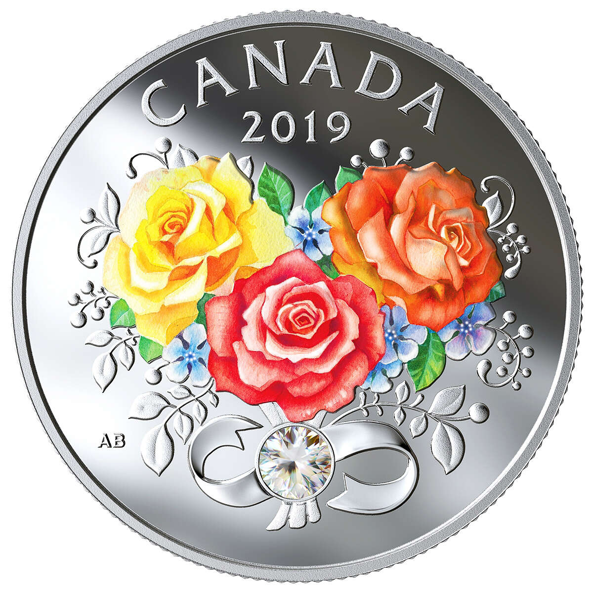 2019年 カナダ 3ドル銀貨 セレブレーション・オブ・ラブ スワロフスキー 2019 $3 Celebration of Love - Pure Silver Coin