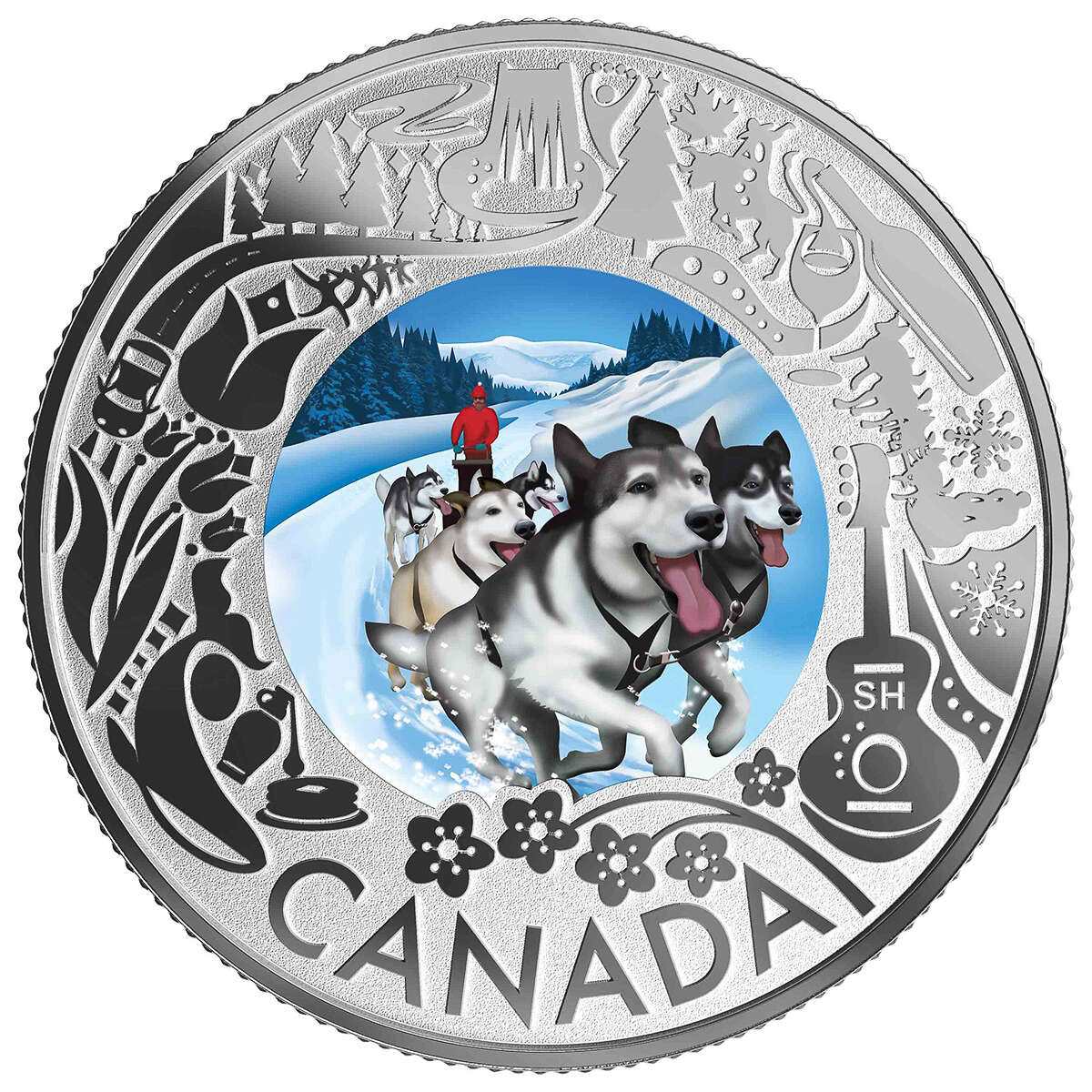 2019 $3 Celebrating Canadian Fun and Festivities: Dog Sledding - Pure Silver Coin Default Title