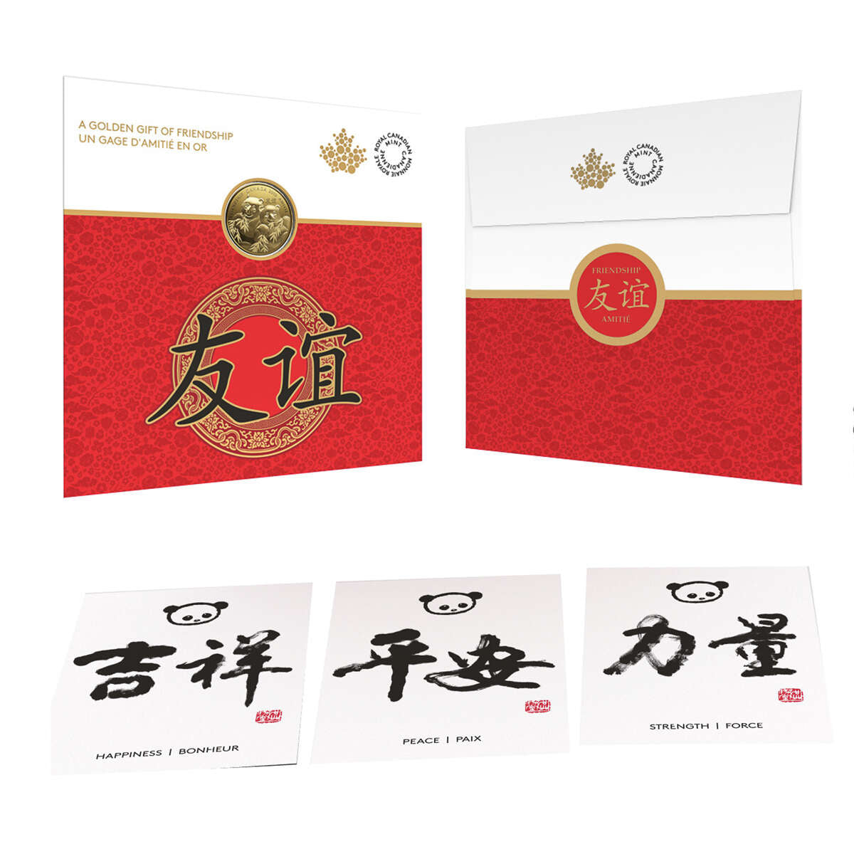 2019 $8 Pandas: A Golden Gift of Friendship - Pure Silver Coin with Gold Plating Default Title