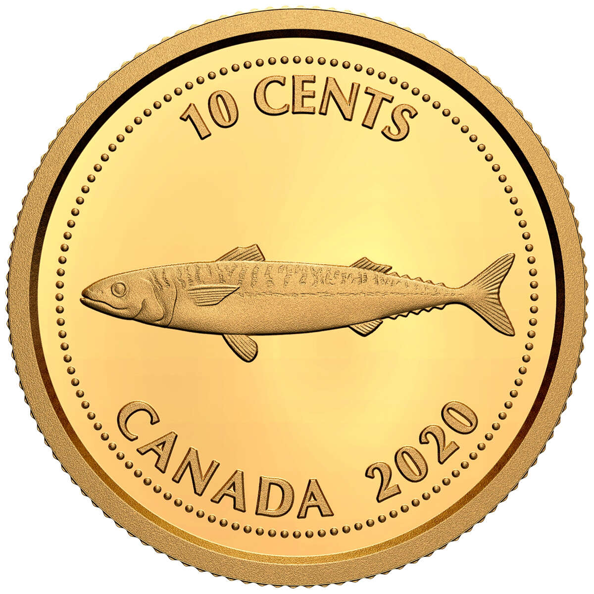 2020 Tribute to Alex Colville: Mackerel - 1/10th oz. Pure Gold Coin Default Title