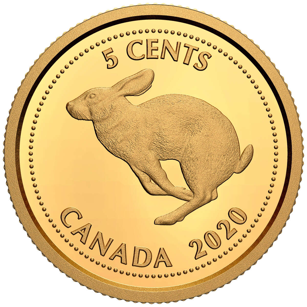 2020 5 Cent Tribute to Alex Colville: Rabbit - 1/10th oz. Pure Gold Co