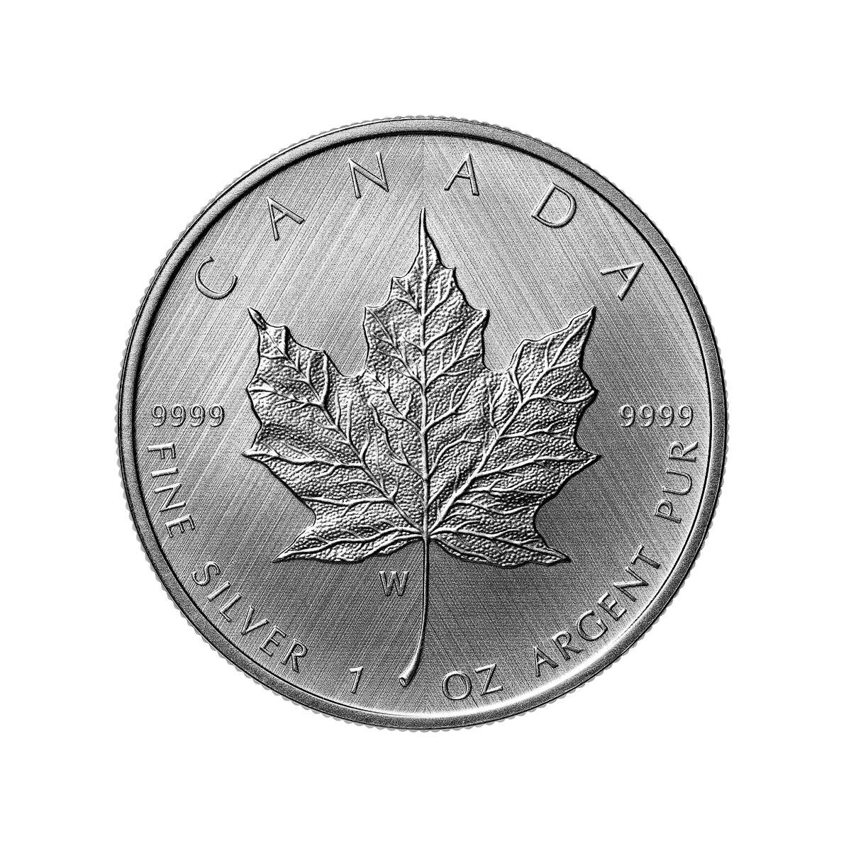 2021 $5 Silver Maple Leaf: W Mint Mark - Pure Silver Coin