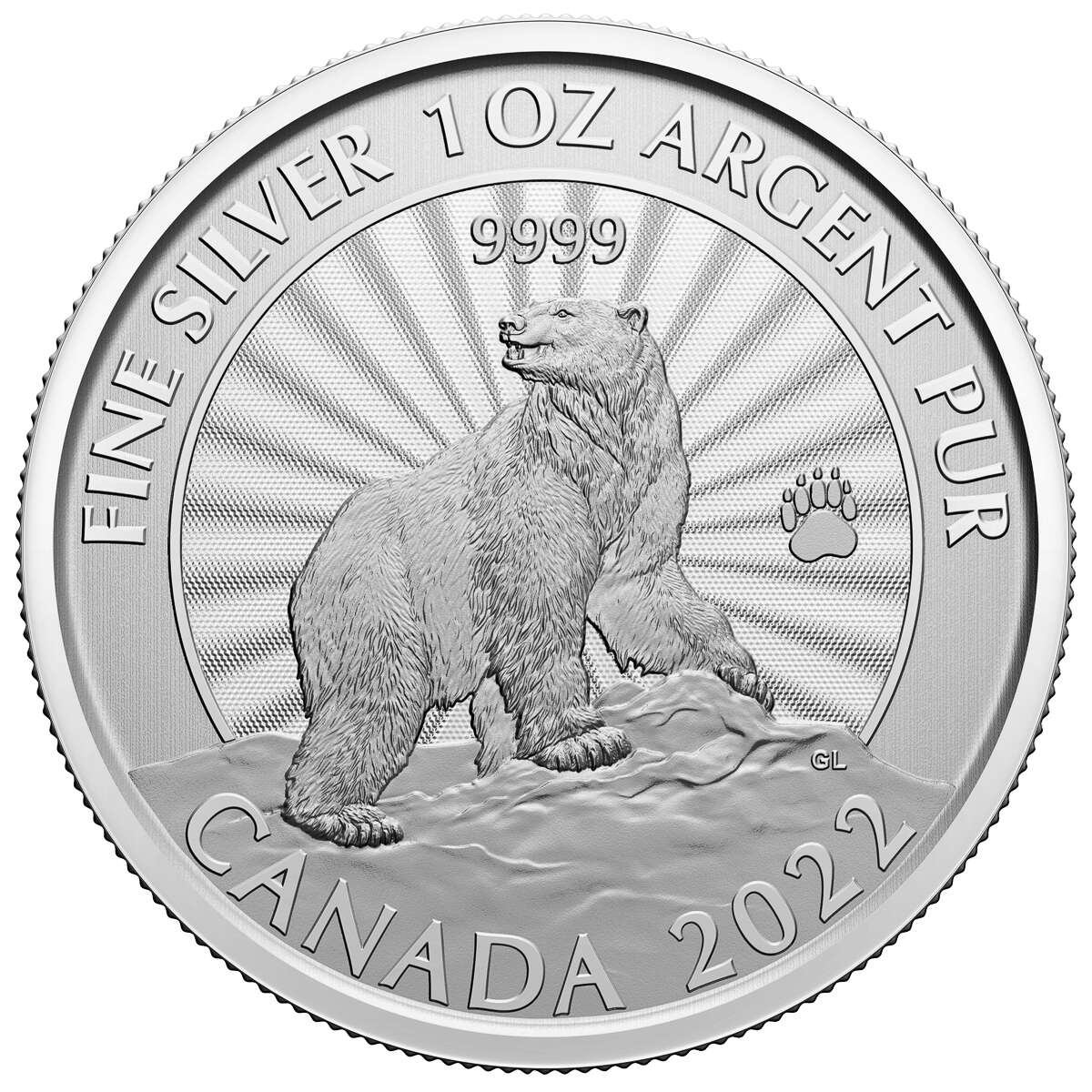 2022 $5 The Majestic Polar Bear - Pure Silver Coin