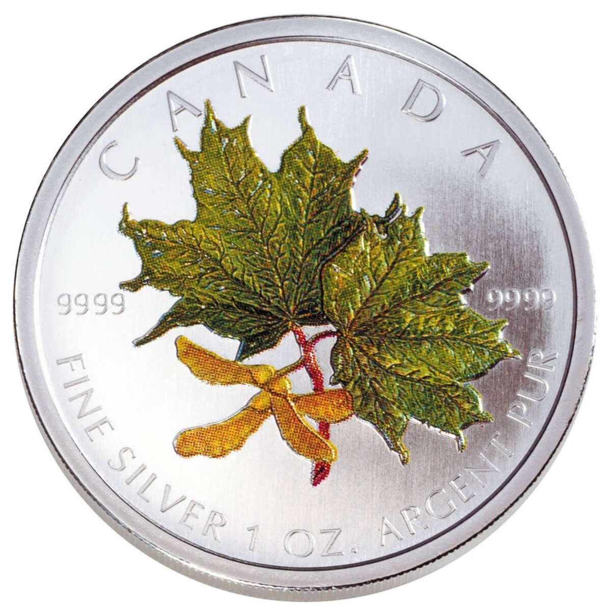 2002 $5 Coloured Maple Leaf: Spring - Pure Silver Coin