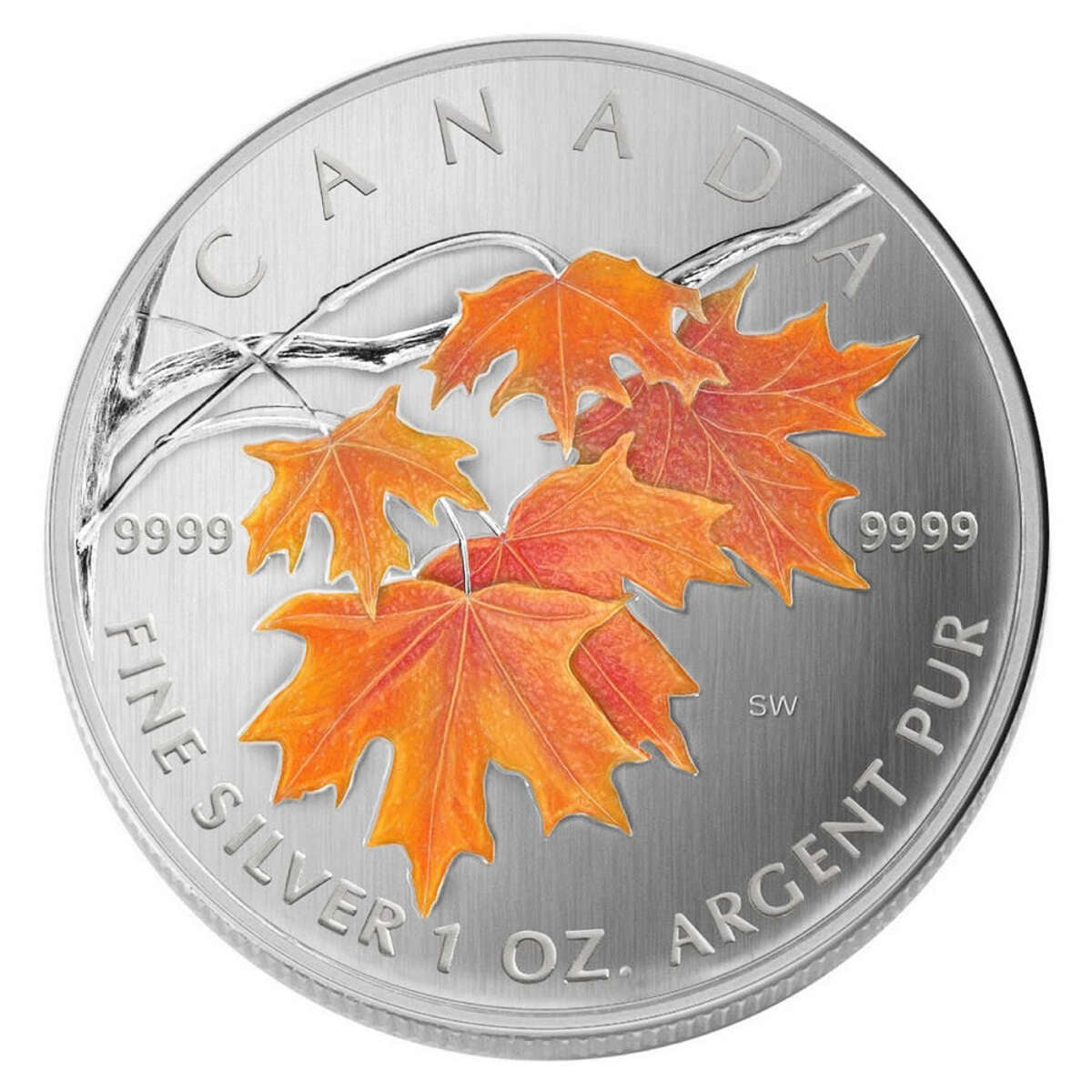 2007 $5 Coloured Maple Leaf: Sugar Maple in Orange - Pure Silver Coin Default Title