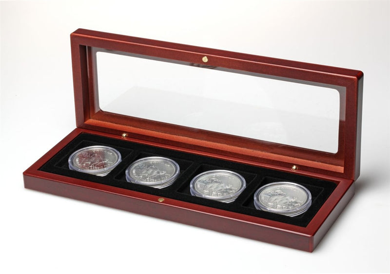 Wooden Coin Case with Glass Lid