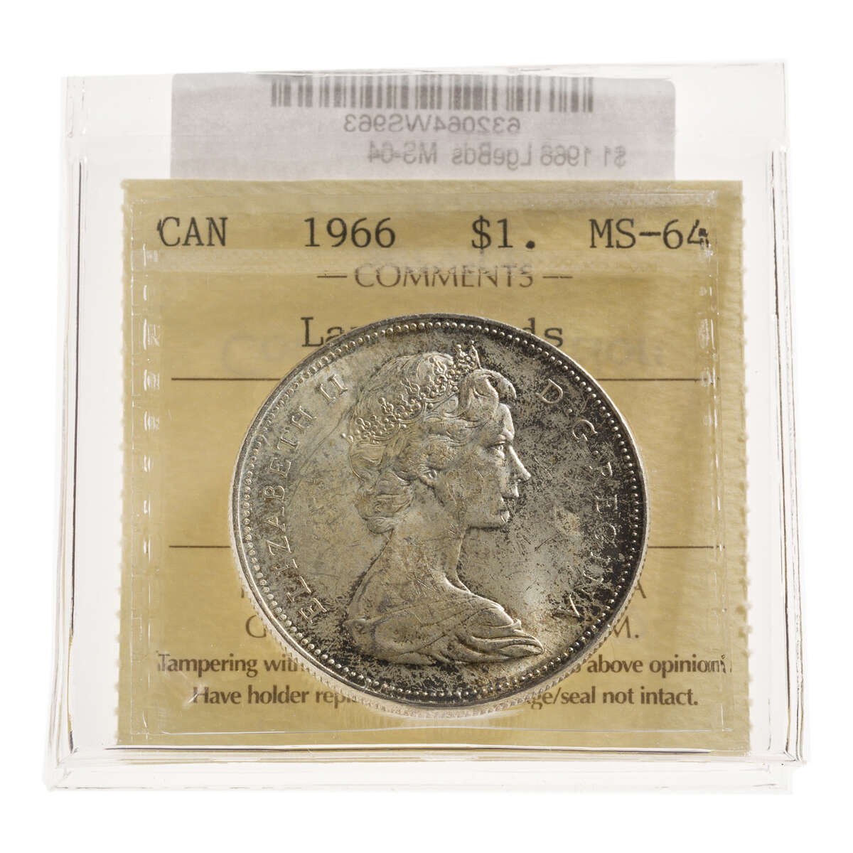 1 Dollar 1966 LgeBds ICCS MS-64 Default Title