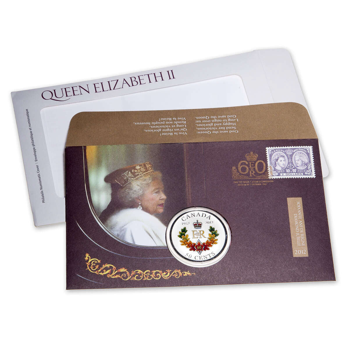 2012 50c Queen Elizabeth II Diamond Jubilee Limited Ed. Philatelic Numismatic Cover (PNC) Default Title