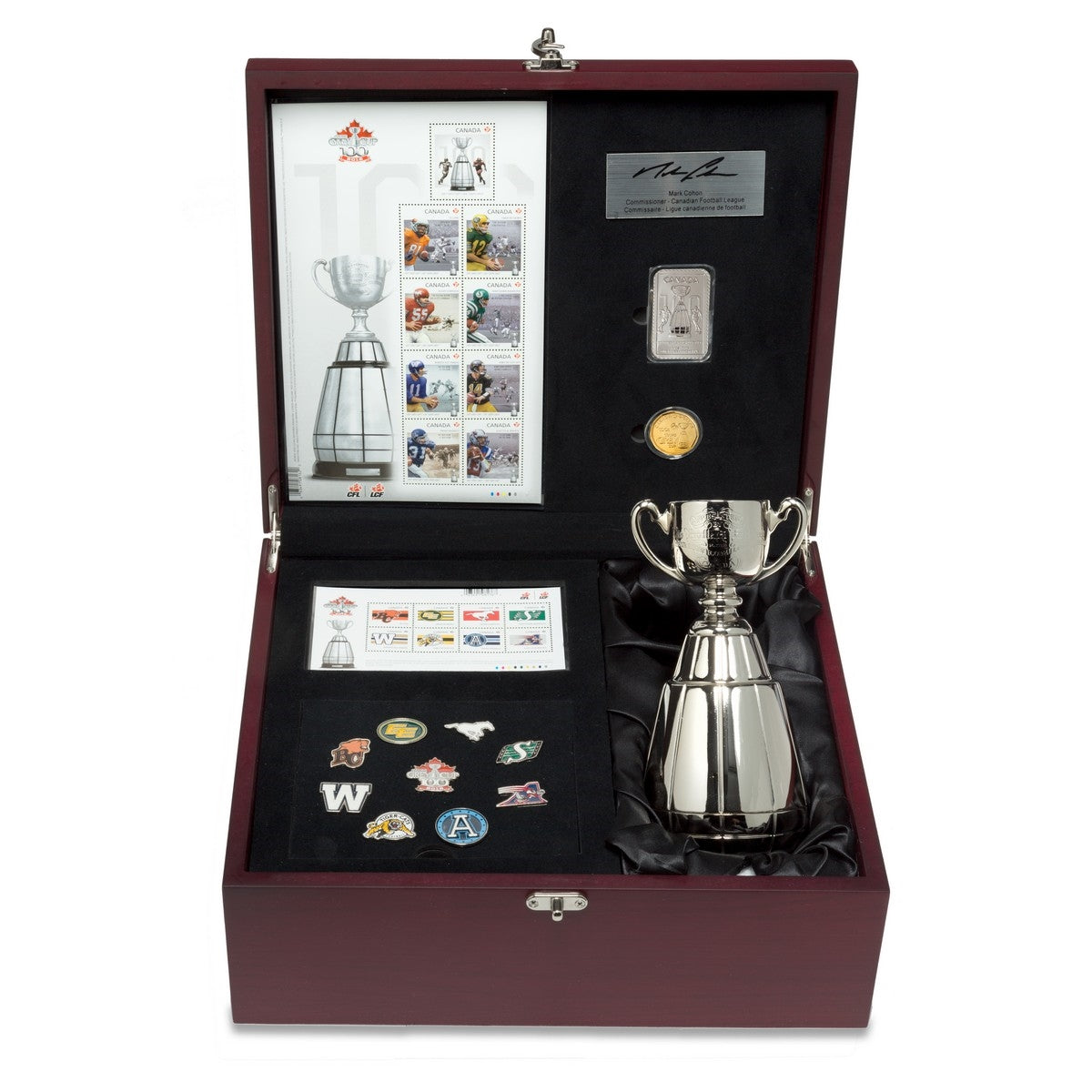 2012 CFL Ultimate Fan Set - includes Grey Cup Loonie, 1 Ounce Pure Silver CFL bar and Replica Grey Cup