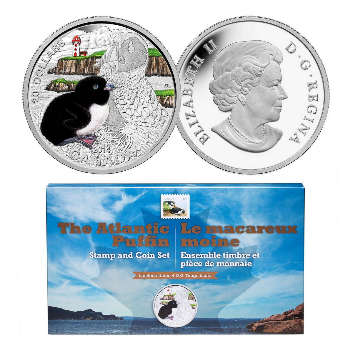 2014 $20 Baby Animals: Puffin - Pure Silver Coin and Stamp Set