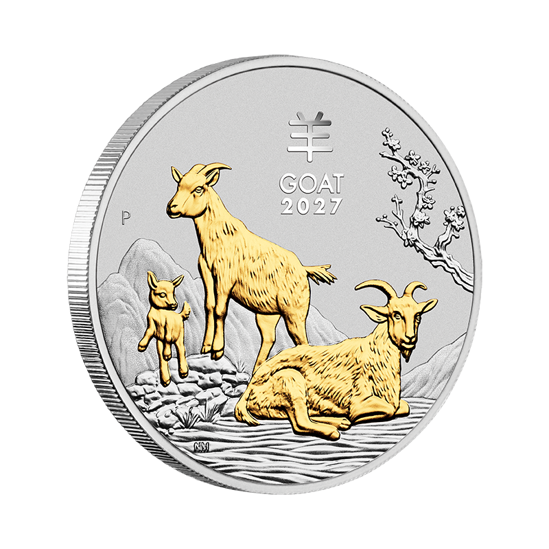 2027 $1 Australian Lunar Series: Year of the Goat - Pure Silver Trio Set