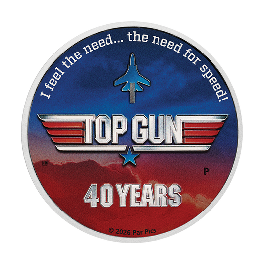 2026 $1 40 Years of Top Gun - Pure Silver Coloured Coin
