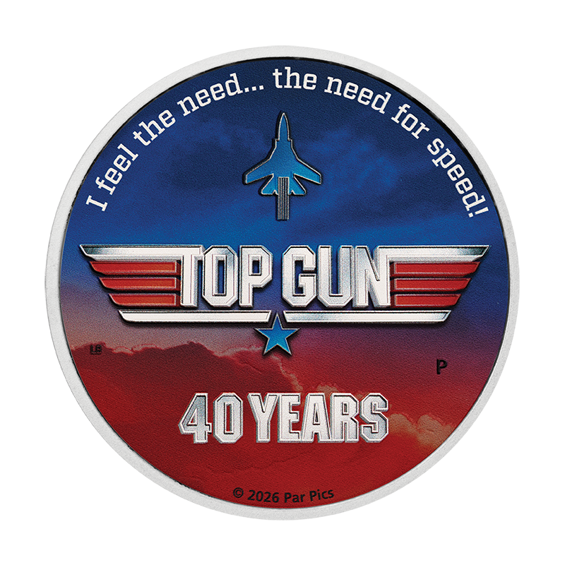 2026 $1 40 Years of Top Gun - Pure Silver Coloured Coin