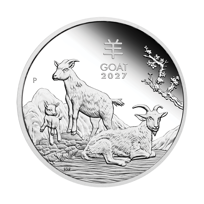 2027 50 Cents Australian Lunar Series: Year of the Goat - Pure Silver Coin