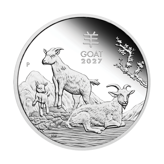 2027 $1 Australian Lunar Series: Year of the Goat - Pure Silver Trio Set