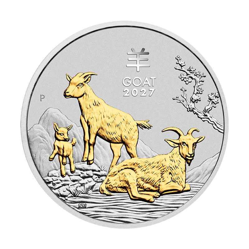 2027 $1 Australian Lunar Series: Year of the Goat - Pure Silver Trio Set
