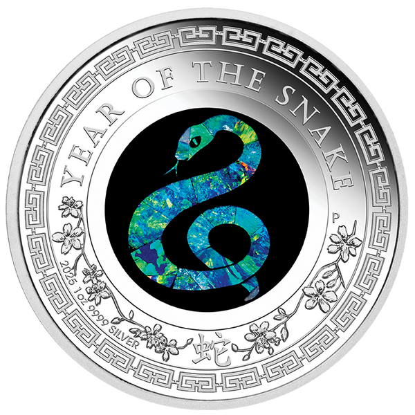 2025 $1 Year of the Snake Opal Lunar Series - Pure Silver Coin
