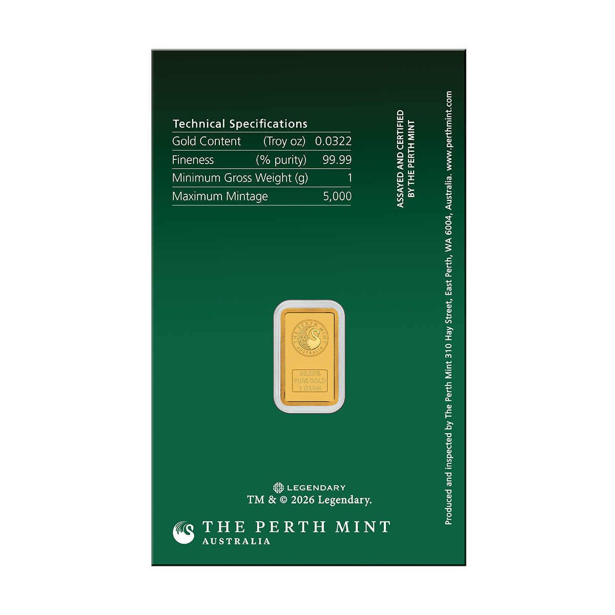 2026 Dune: House Atreides - 1g Pure Gold Bar