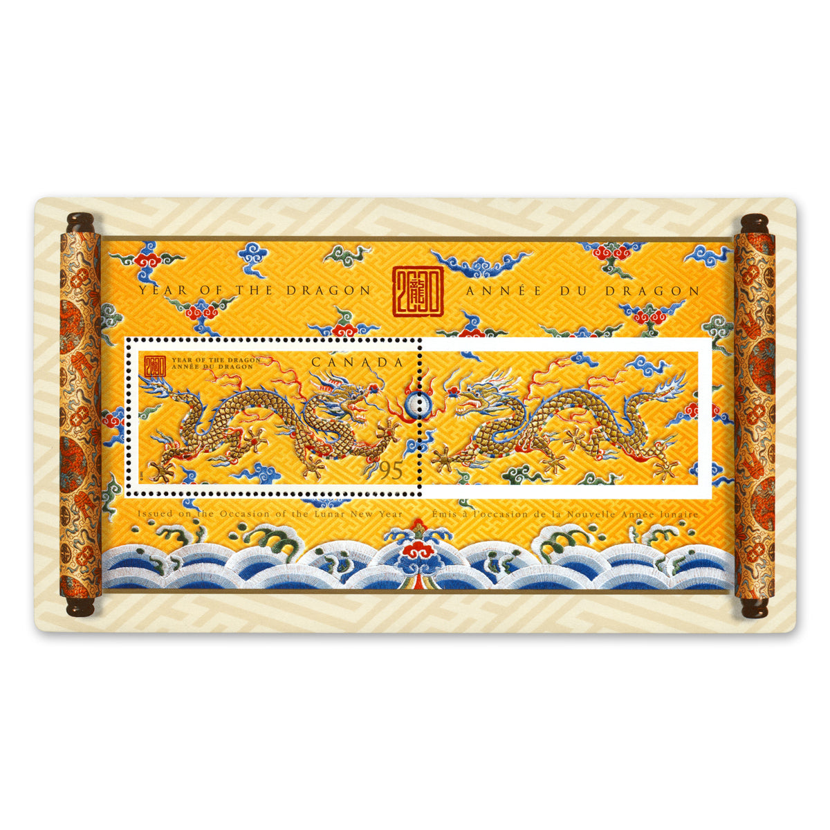 2000 $15 Year of the Dragon - Stamp And Precious Coin Set