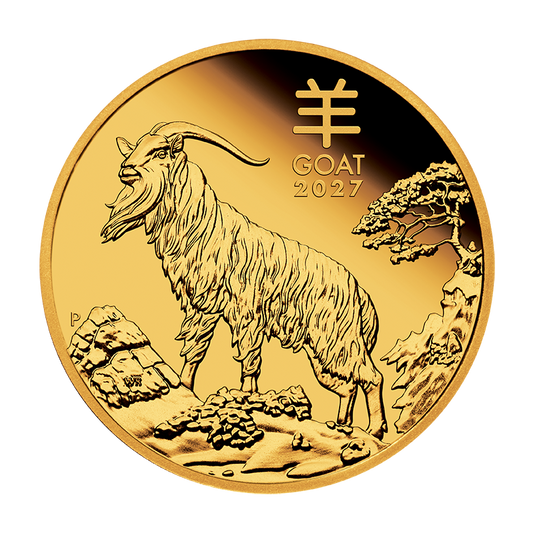 2027 $15 Australian Lunar Series: Year of the Goat - Pure Gold Coin