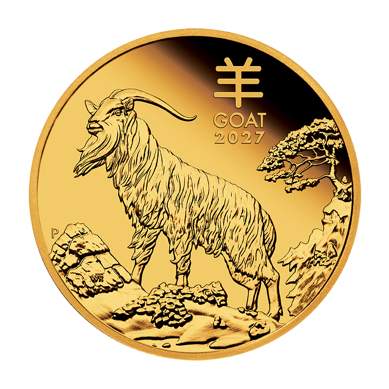 2027 $15 Australian Lunar Series: Year of the Goat - Pure Gold Coin
