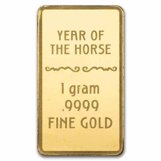 Year of the Horse 1g Pure Gold Bar