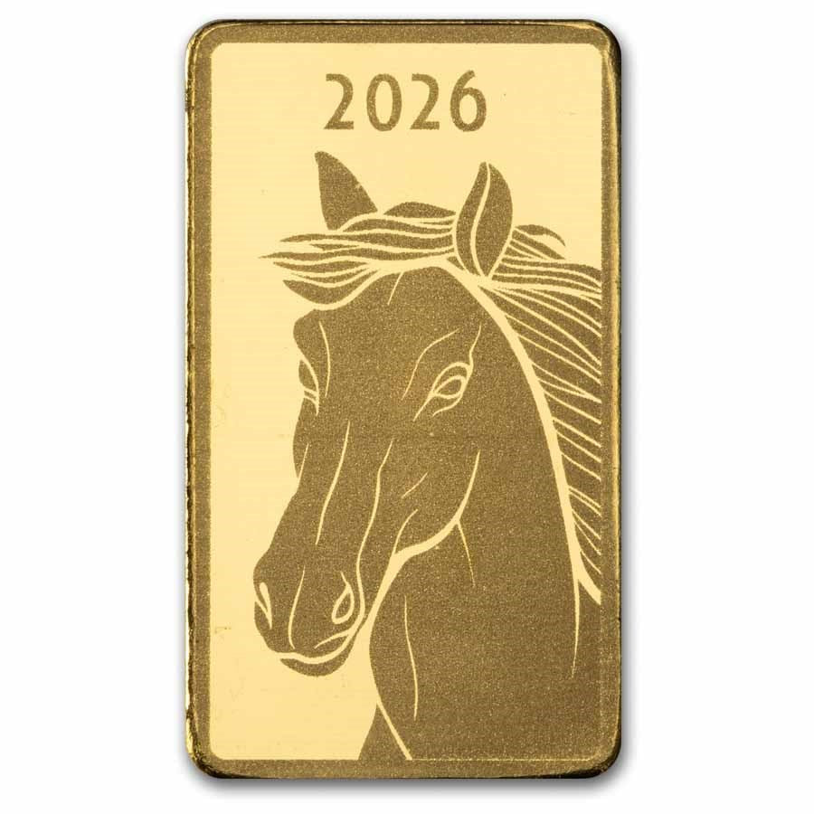 Year of the Horse 1g Pure Gold Bar