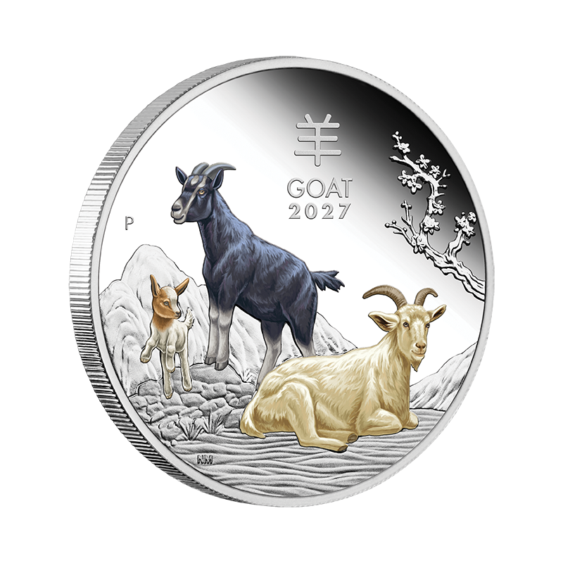 2027 $1 Australian Lunar Series: Year of the Goat - Pure Silver Trio Set