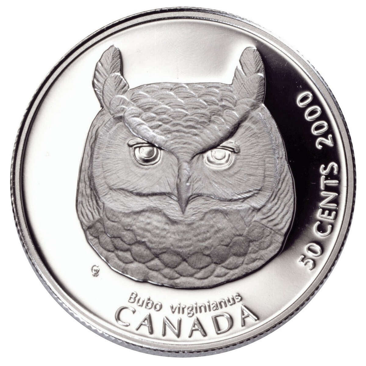 2000 50c Canada's Birds of Prey: Great Horned Owl - Sterling Silver Co